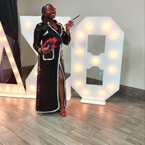 SEKA BLACK SEQUIN OVERCOAT MAXI DRESS